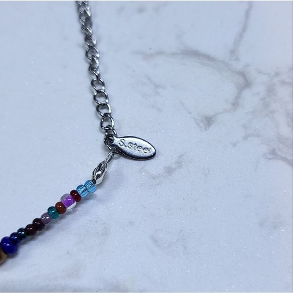 Handmadeāchoker dark purpleĀ and Mother of pearl hearts - Picture 2 of 7